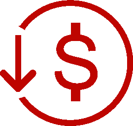 Dollar sign and downwards arrow that represent the SEO services Alpha Strategy and Marketing offers